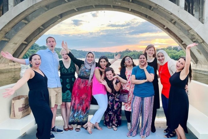 a group of people posing for a photo