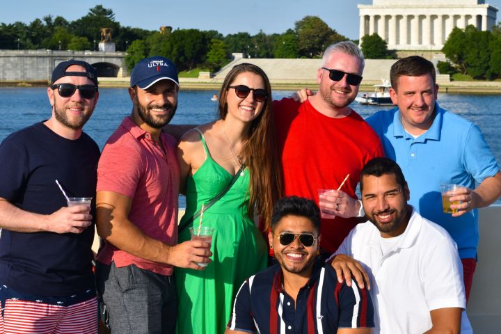 a group of people posing for a photo