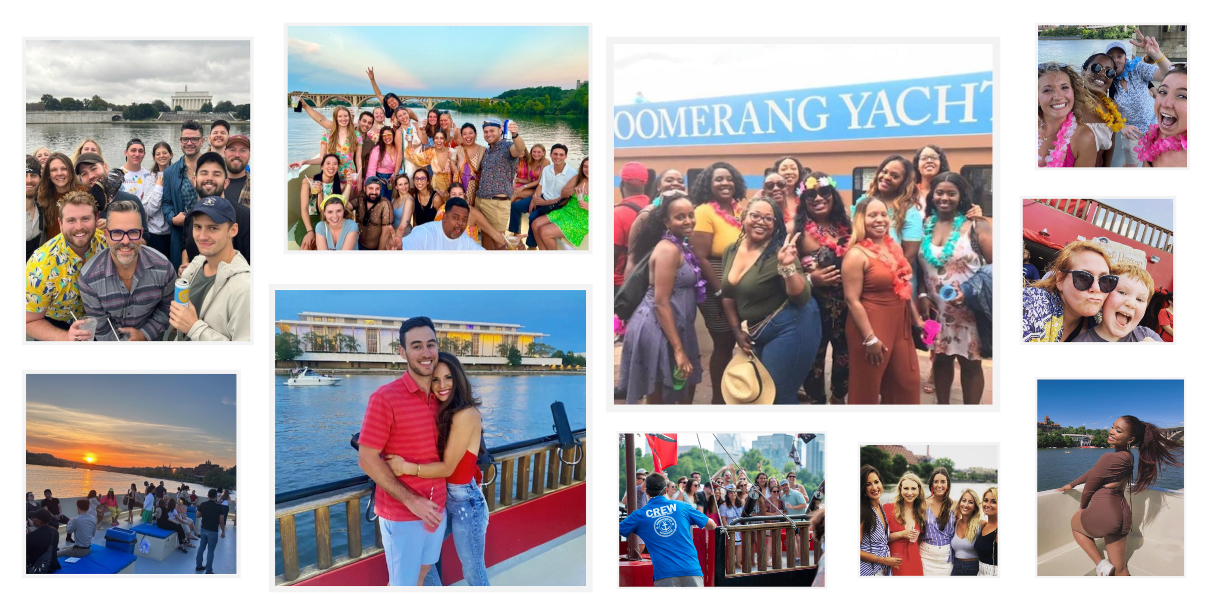 Photo Collage photo collage of people having fun on boats